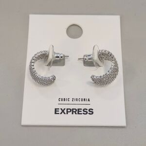 NWT Express Clothing Silver-Tone Small Cuff Earrings
